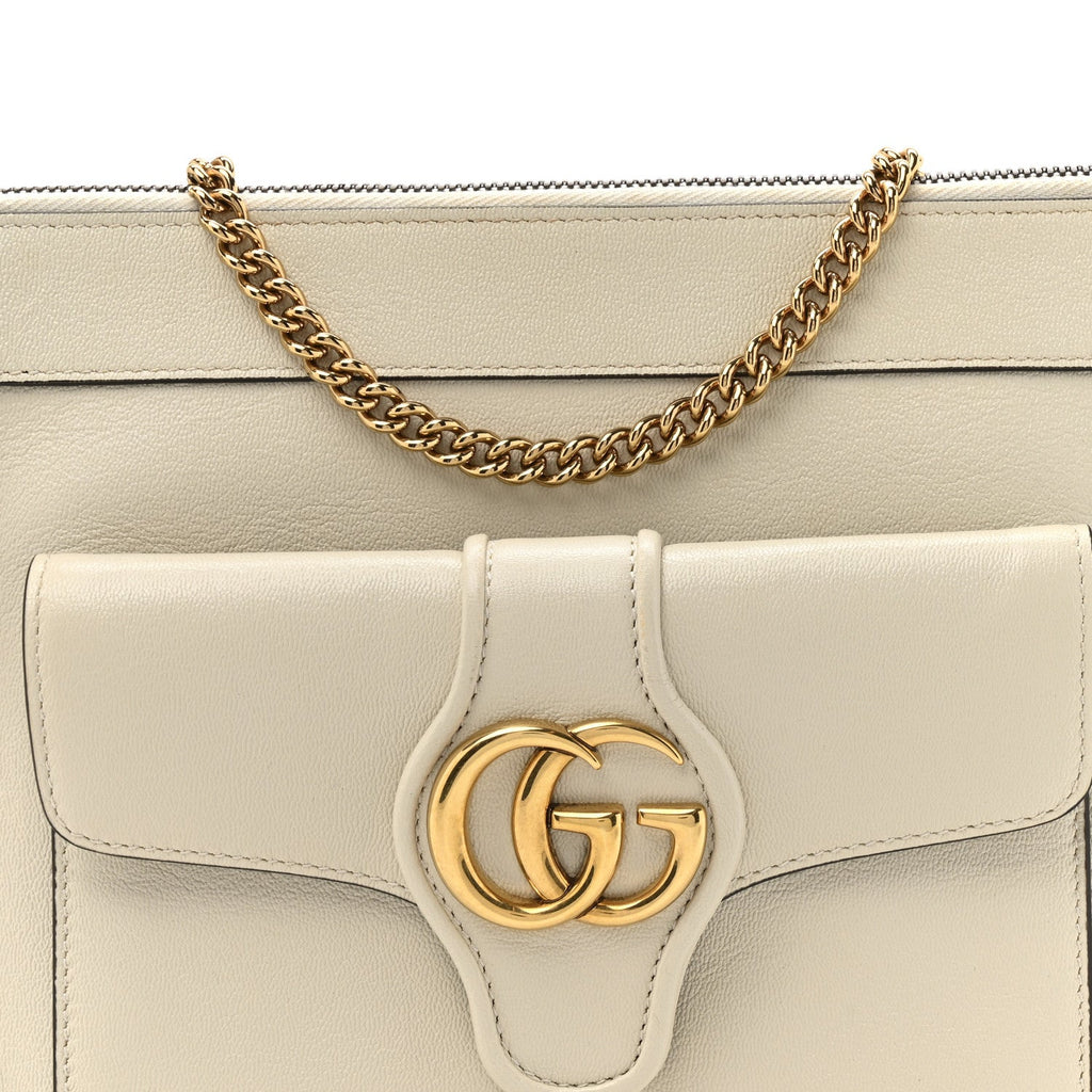 Gucci New Sakai Calfskin Lux Dahlia Chain Shoulder Bag Mystic White