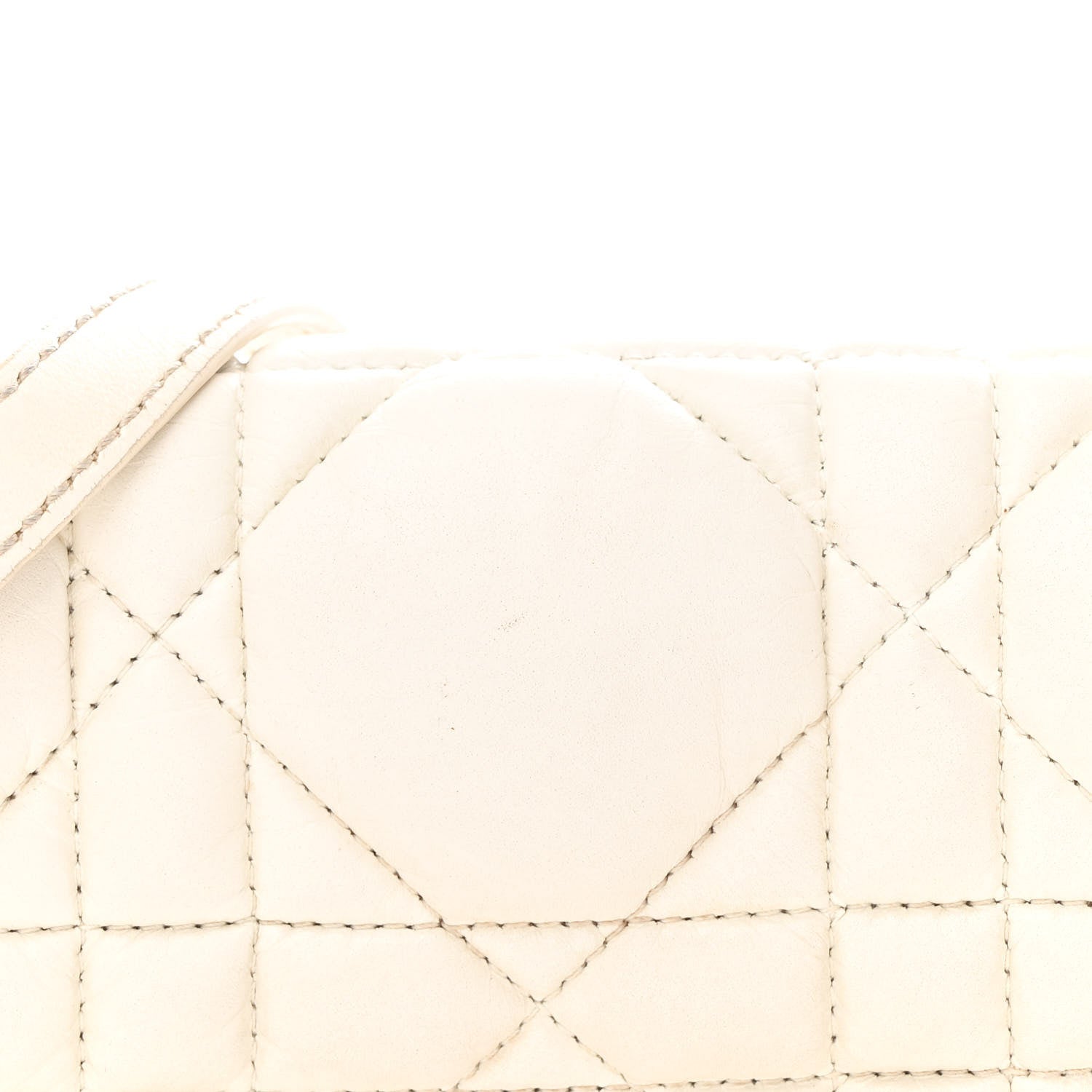 Christian Dior Calfskin Macrocannage Mini Caro Bag White