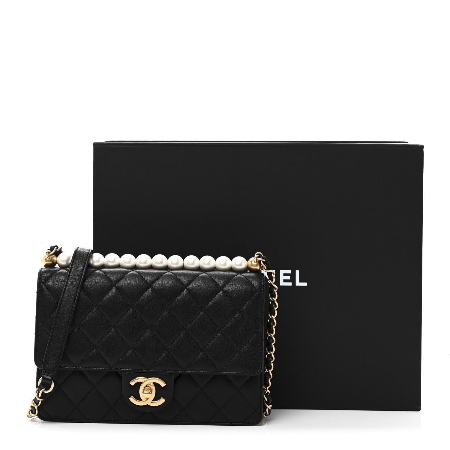 Chanel Goatskin Quilted Small Chic Pearls Flap Black