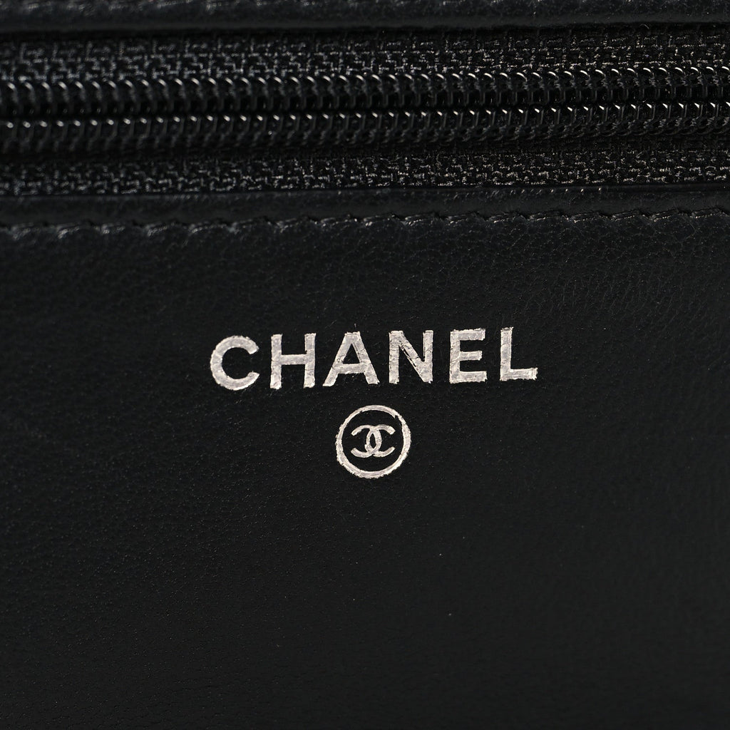 Chanel Lambskin Quilted Wallet On Chain WOC Black