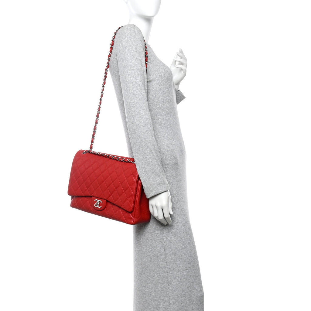 Chanel Caviar Quilted Maxi Double Flap Red