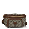 Gucci GG Supreme Monogram Textured Calfskin Retro Interlocking G Belt Bag Beige Ebony Brown Sugar