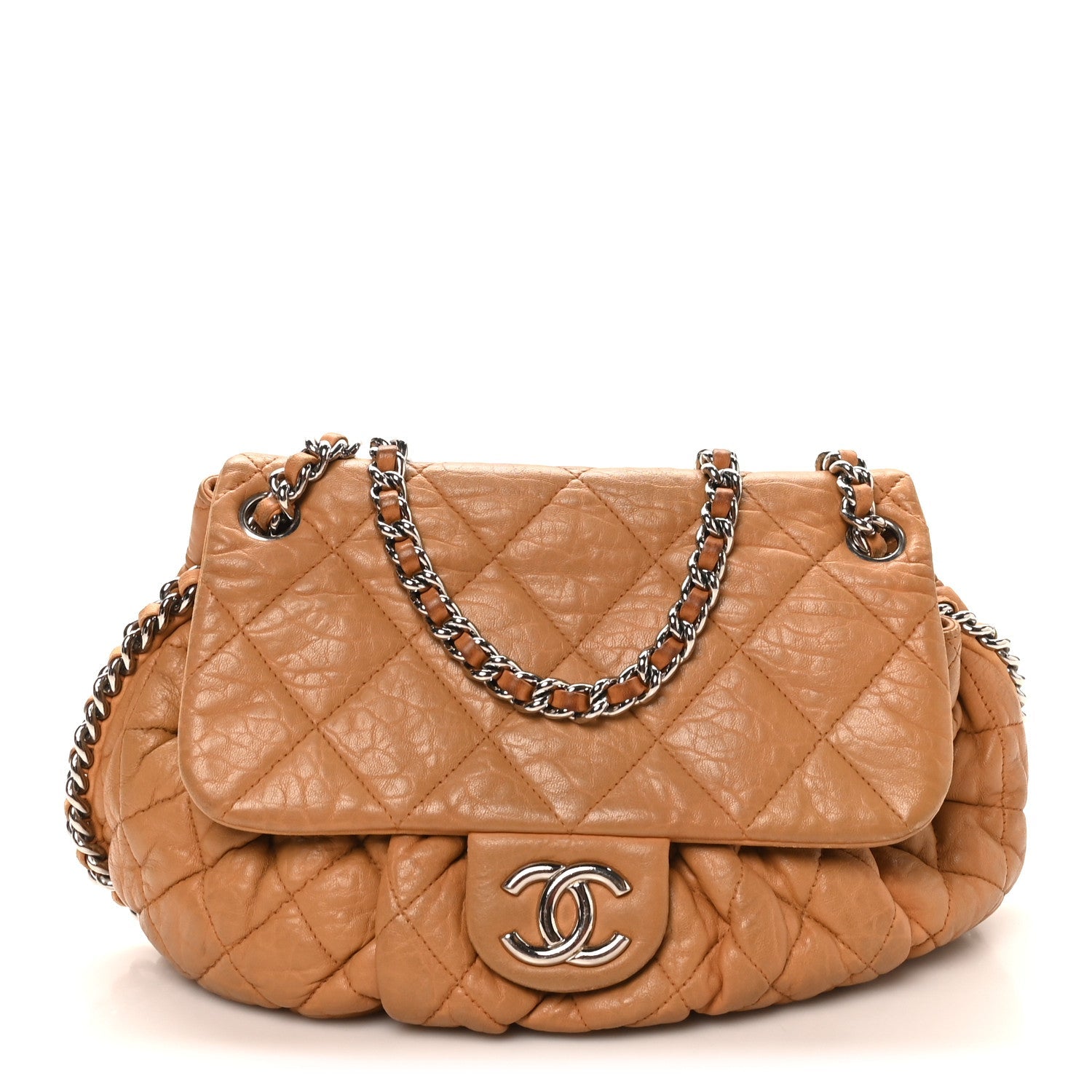 Chanel Washed Lambskin Medium Chain Around Messenger Brown