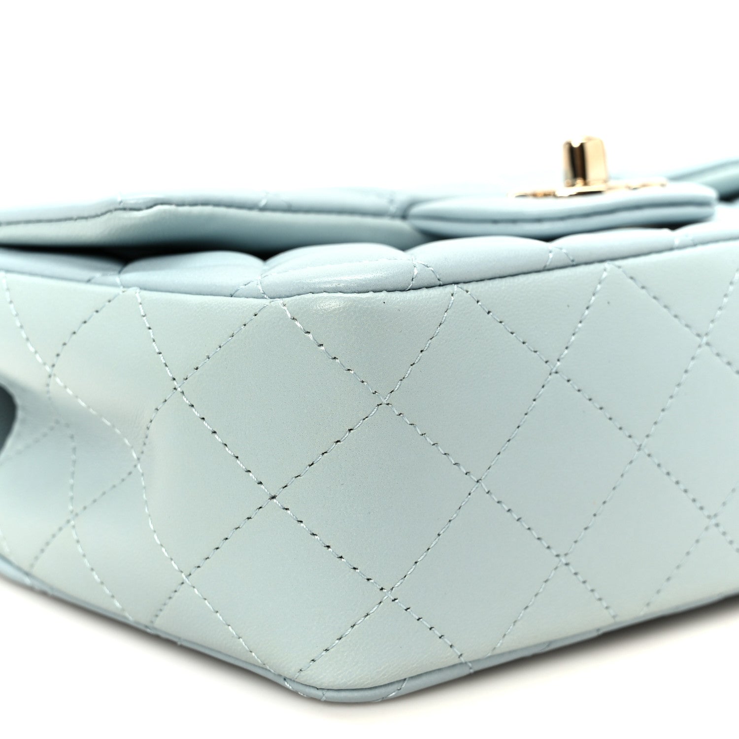 Chanel Lambskin Quilted Mini Top Handle Rectangular Flap Light Blue