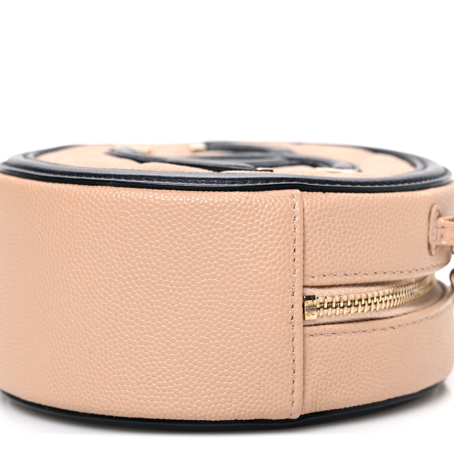 Chanel Caviar Quilted Round Filigree Crossbody Beige Black