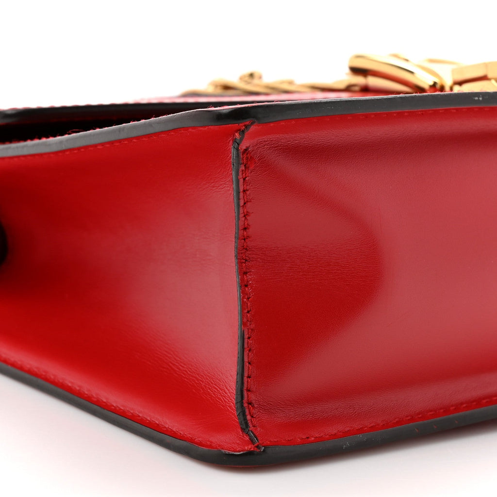 Gucci Calfskin Small Sylvie Shoulder Bag Hibiscus Red