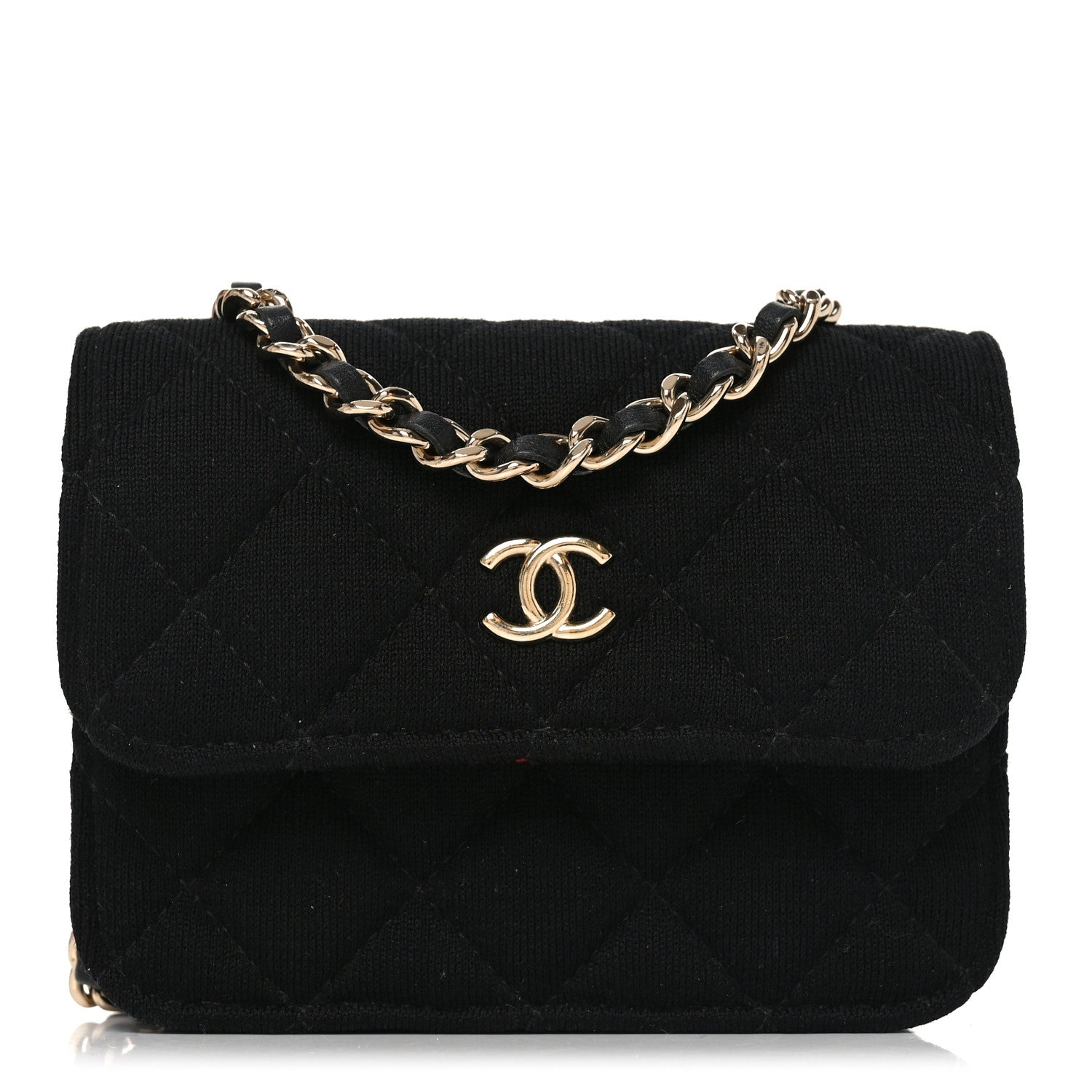 Chanel Jersey Quilted Micro Mini Flap Black