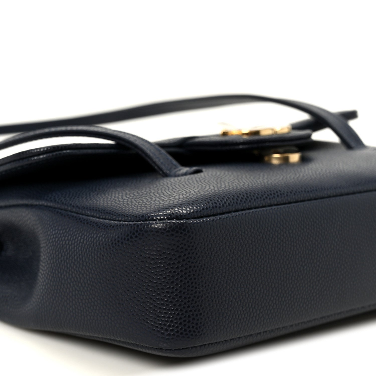 Chanel Shiny Caviar Mini Preppy Coco Shoulder Bag Dark Blue