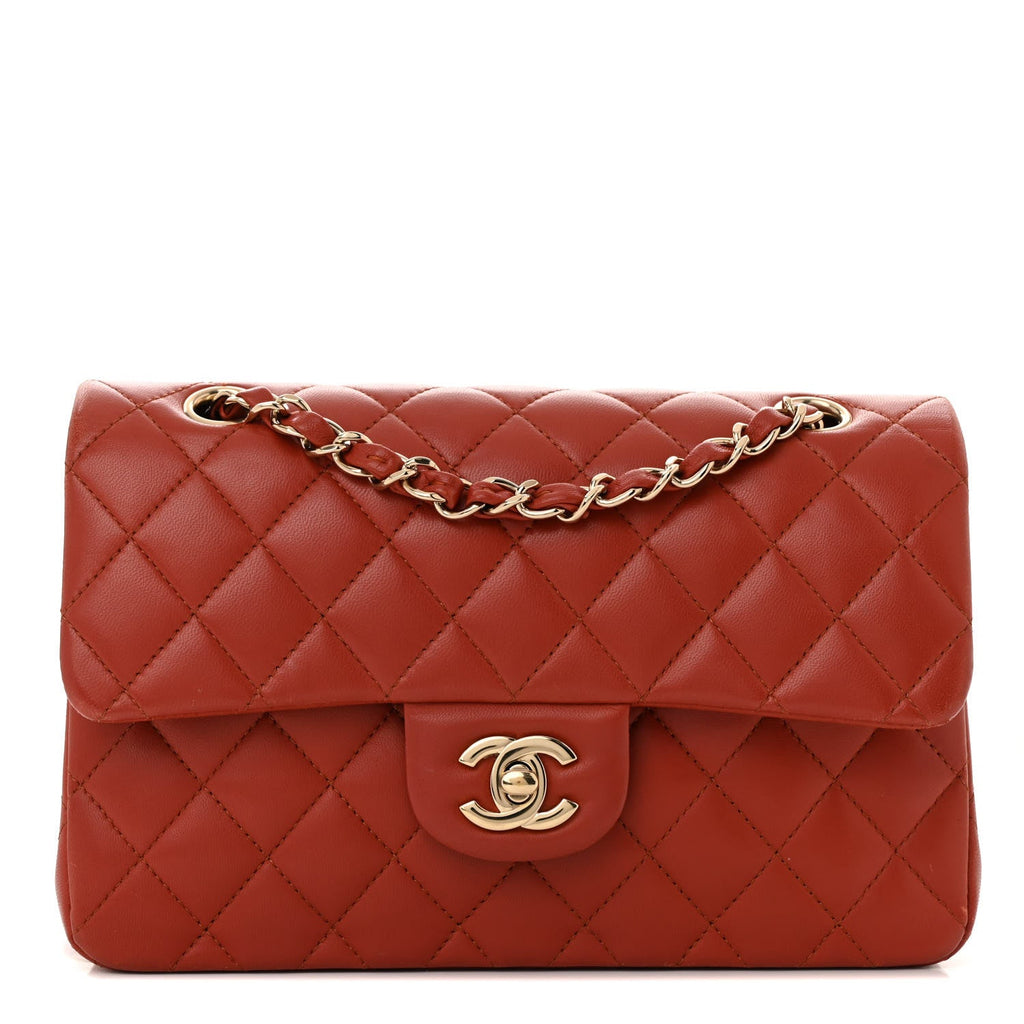 Chanel Lambskin Quilted Small Double Flap Red