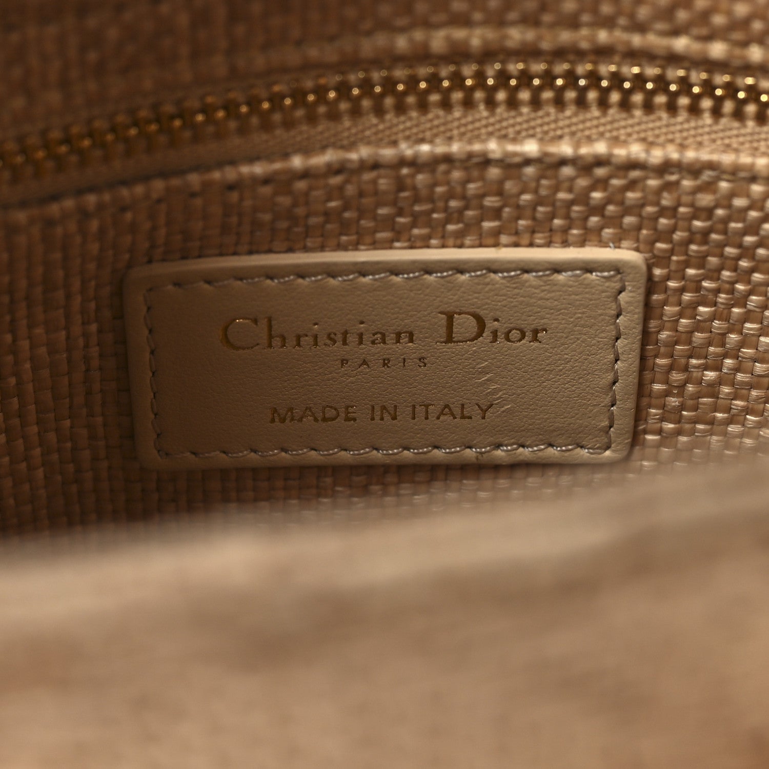 Christian Dior Raffia Woven Cannage Embroidered Mini Lady D-Lite Natural Black