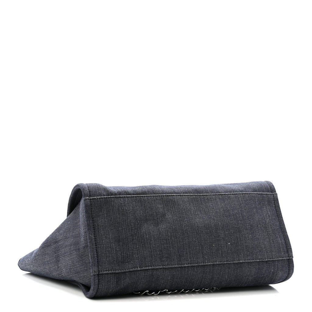 Chanel Denim Large Deauville Tote Dark Blue