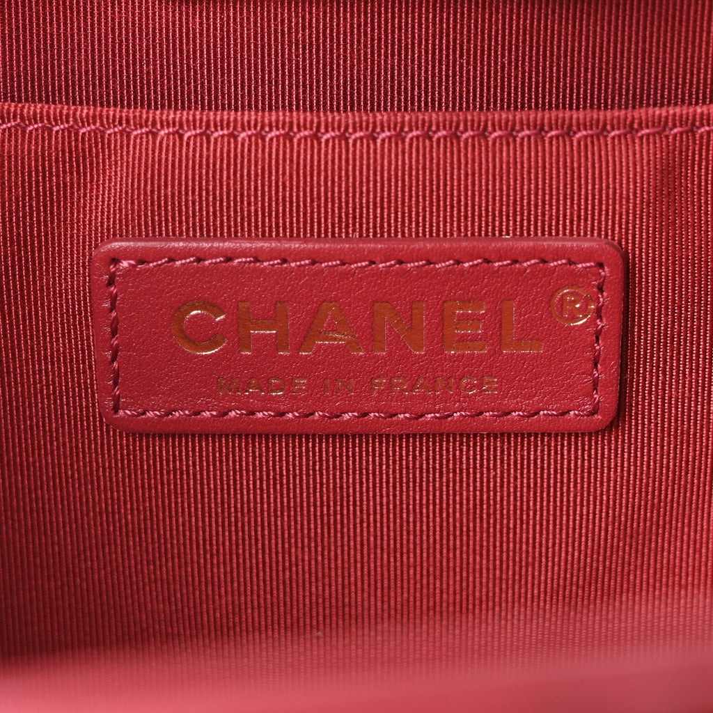 Chanel Calfskin Quilted Small CC Chain Accordion Tote Red
