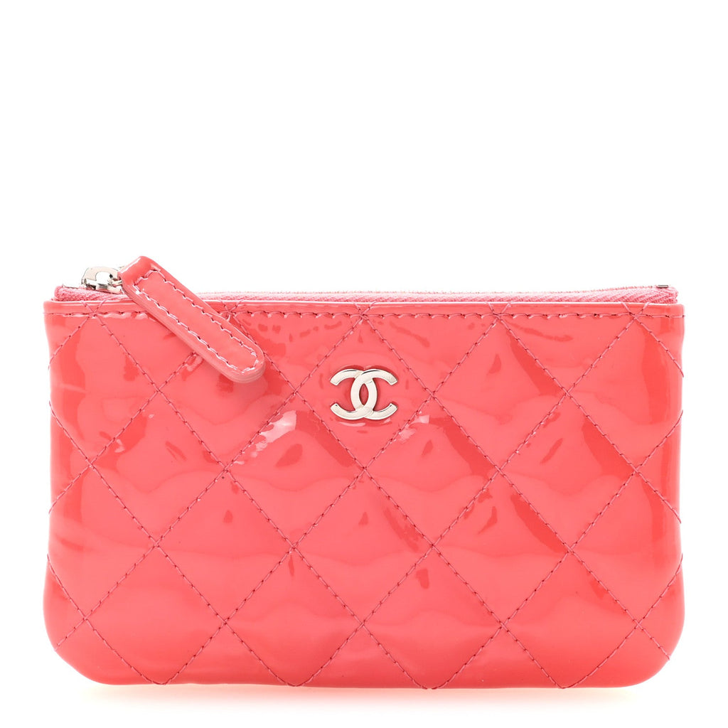 Patent Quilted Small Cosmetic Case Pink