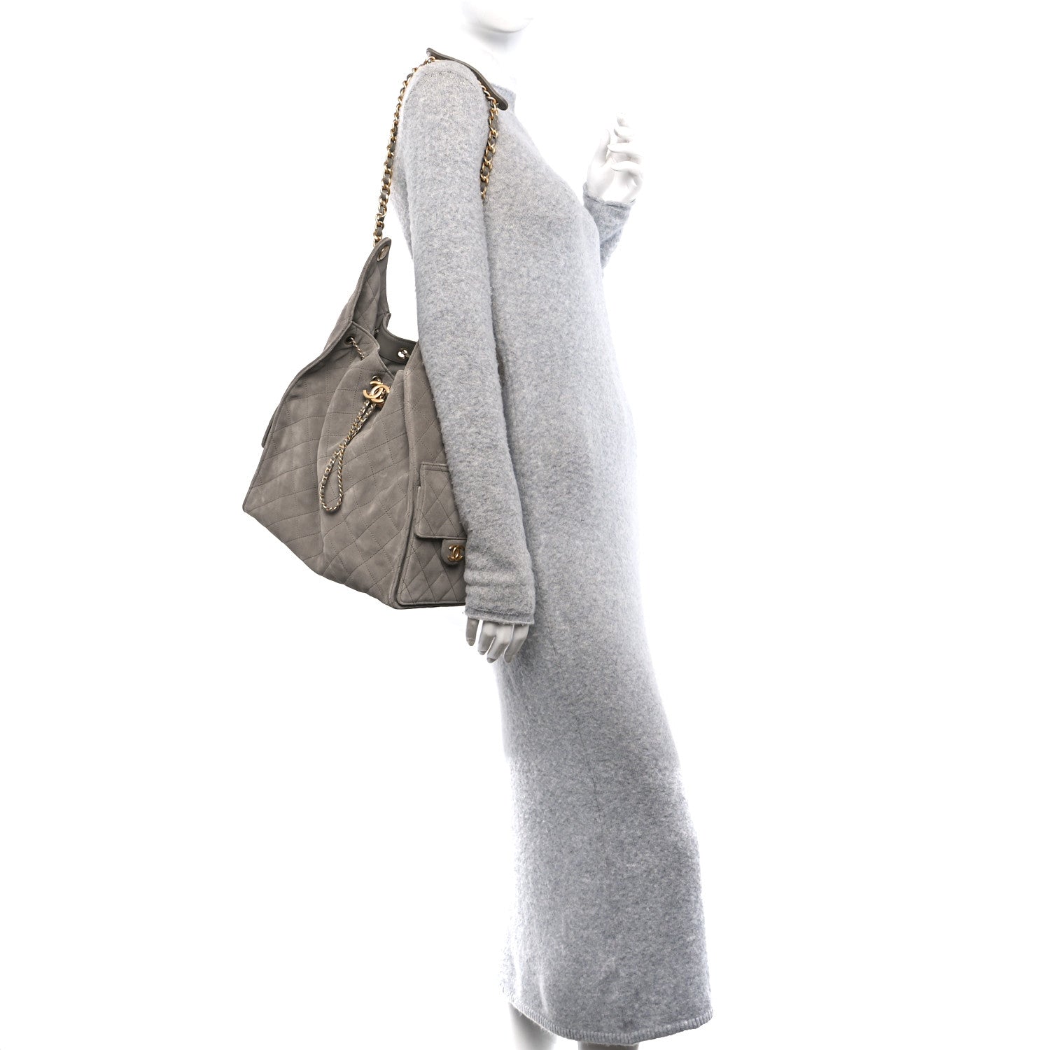 Chanel Suede Quilted Medium Chanel 25 Handbag Dark Grey