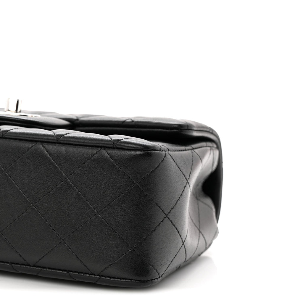 Chanel Lambskin Quilted Mini Rectangular Flap Black