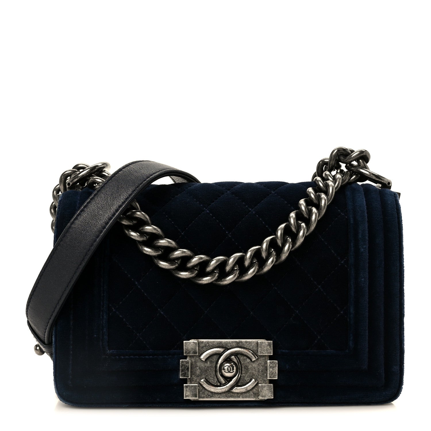 Chanel Velvet Quilted Small Boy Flap Blue