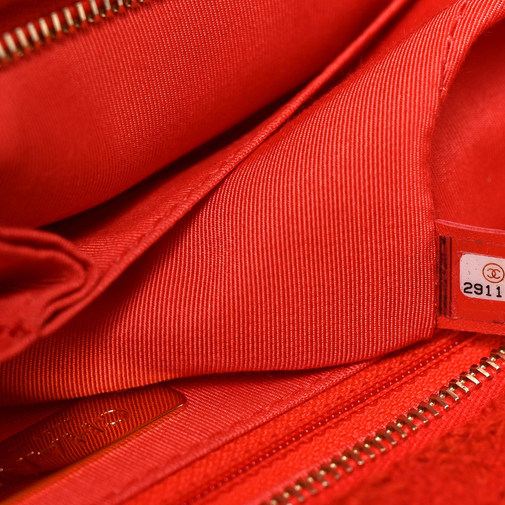 Chanel Wool Tweed Large Zipped Shopping Tote Dark Orange