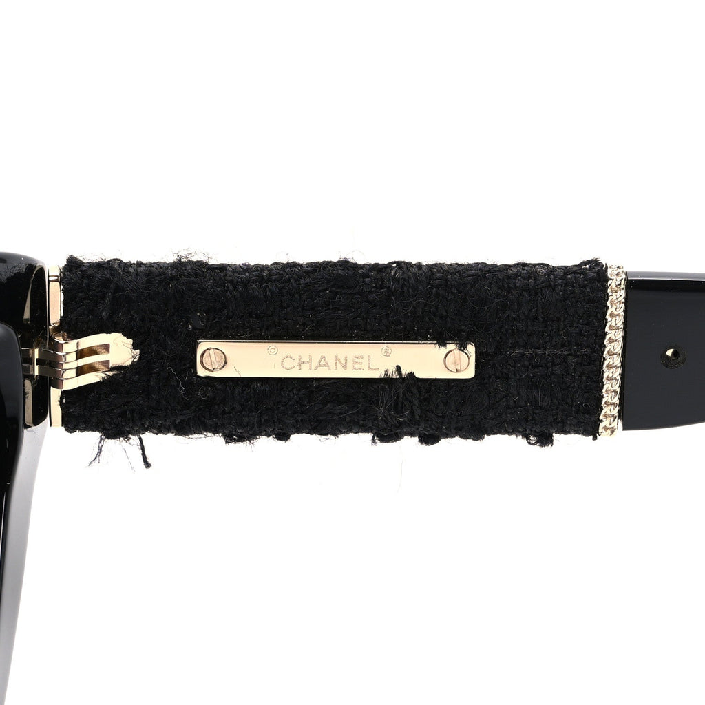 Acetate Tweed Wool CC Chain Sunglasses 5513 Black
