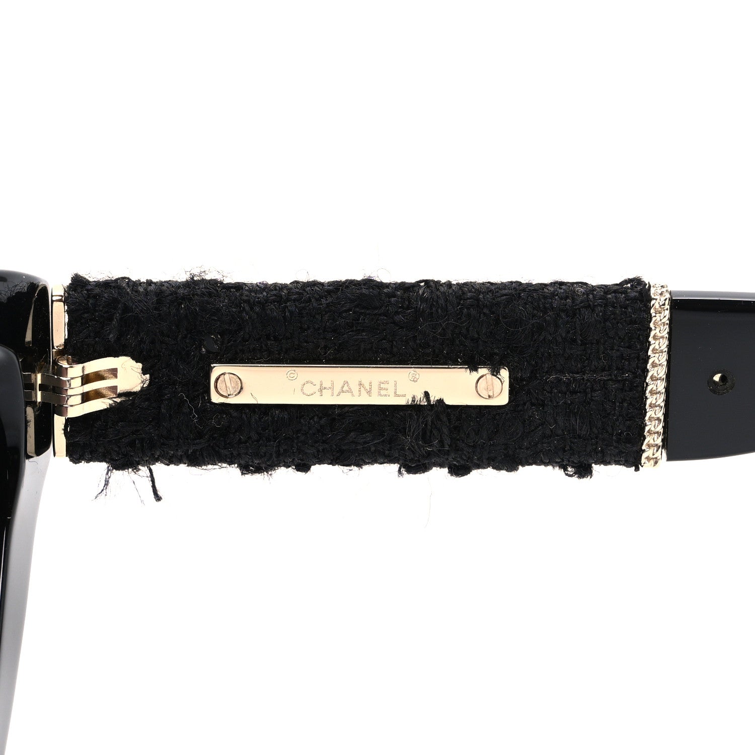 Acetate Tweed Wool CC Chain Sunglasses 5513 Black