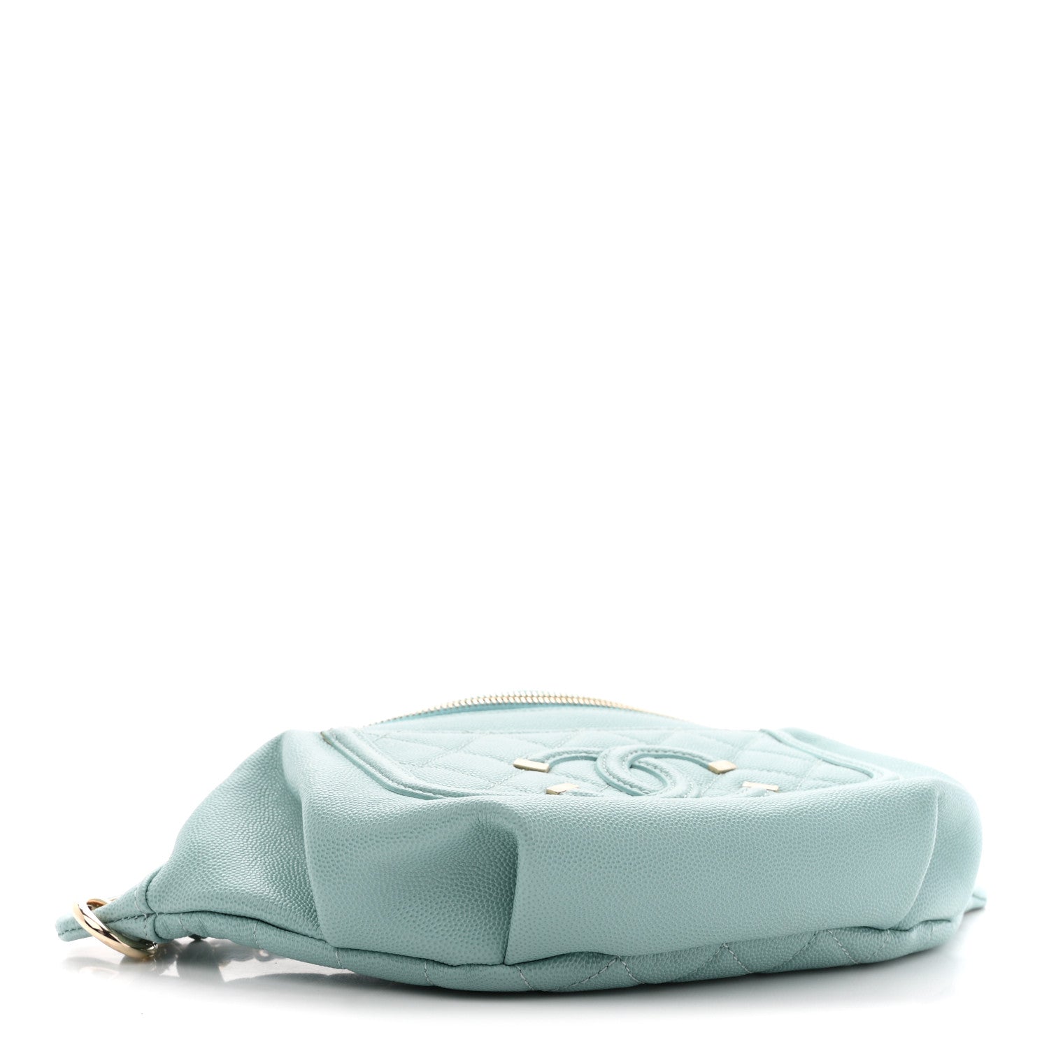 Chanel Caviar Quilted Filigree Waist Bag Light Blue