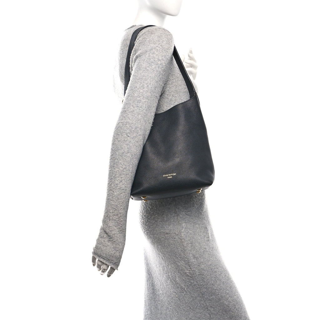 Louis Vuitton Grained Calfskin Low Key Hobo PM Black