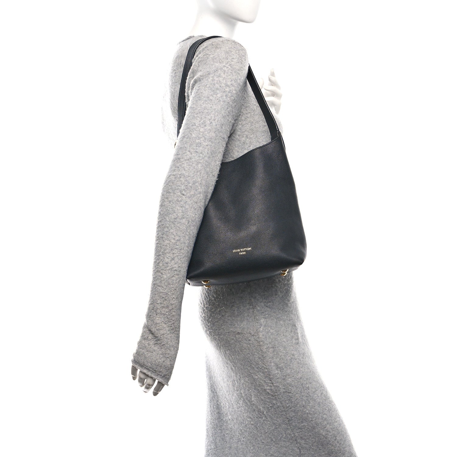 Louis Vuitton Grained Calfskin Low Key Hobo PM Black