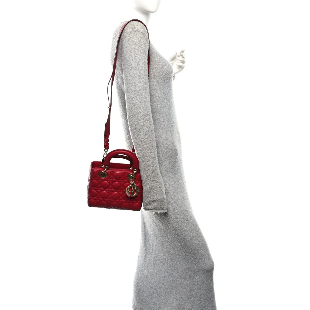 Christian Dior Lambskin Cannage Small My ABCDior Lady Dior Red
