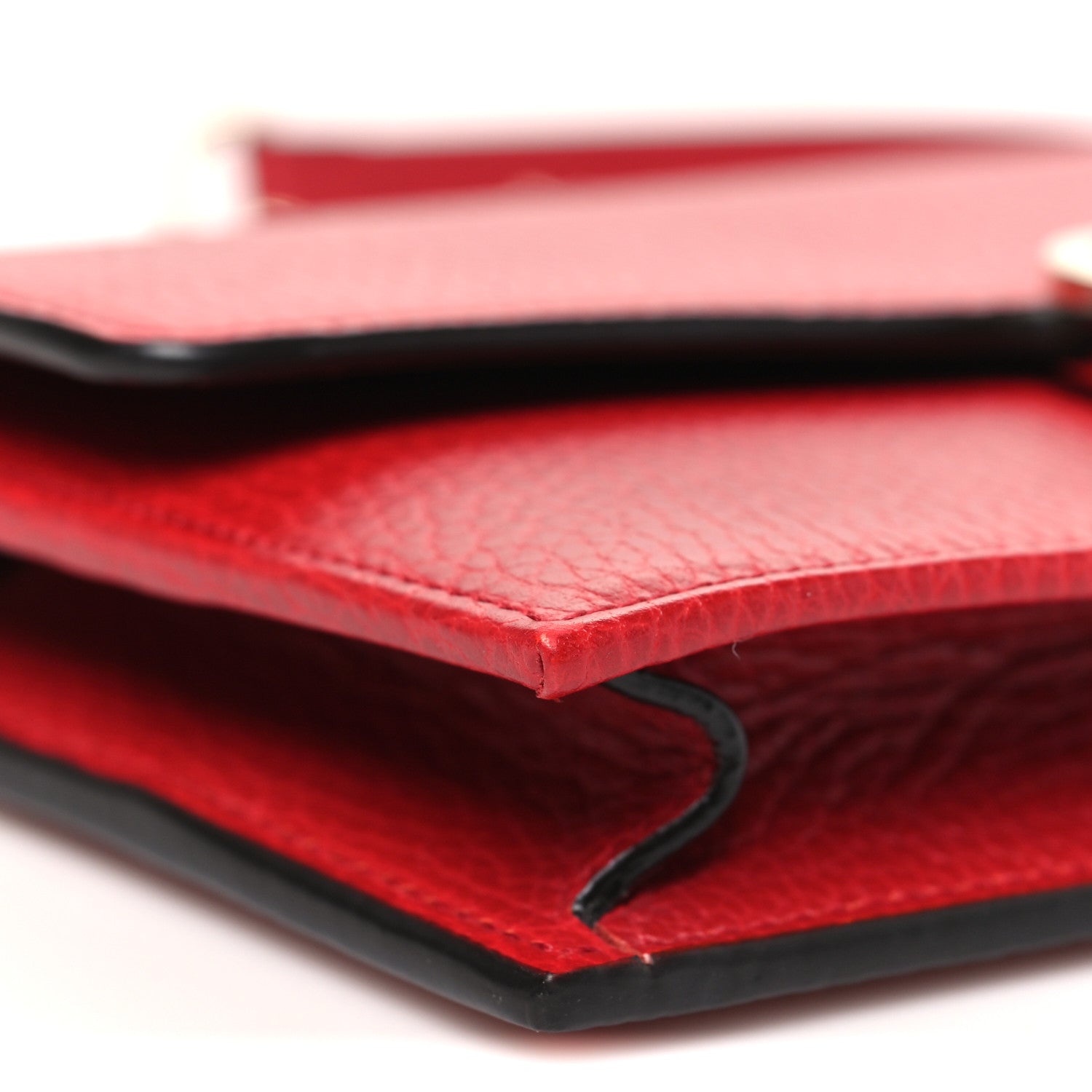 Gucci Dollar Calfskin Interlocking G Chain Wallet Red