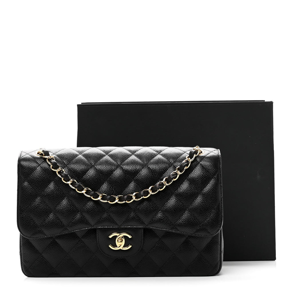 Chanel Caviar Quilted Jumbo Double Flap Black