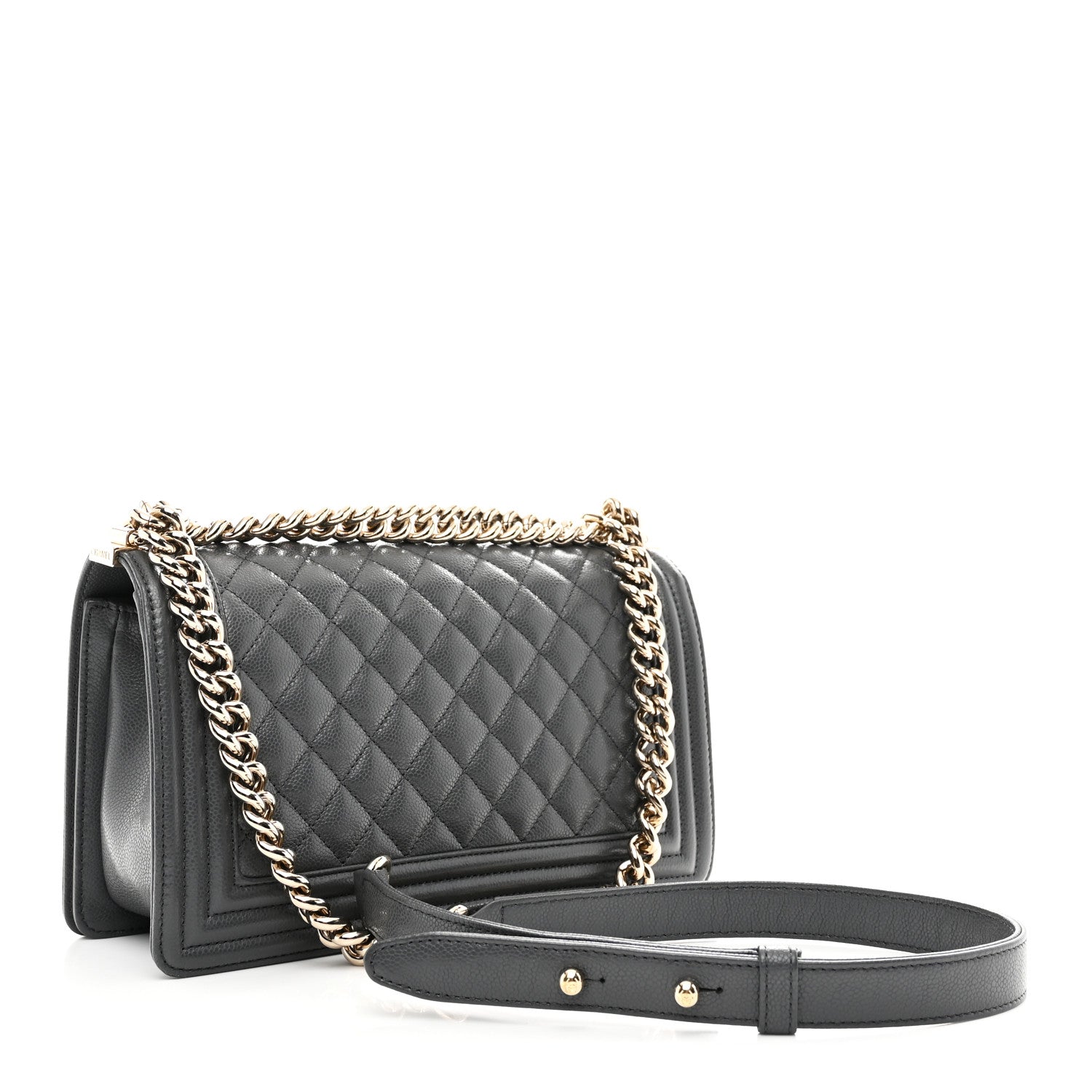 Chanel Caviar Quilted Medium Boy Flap Dark Grey