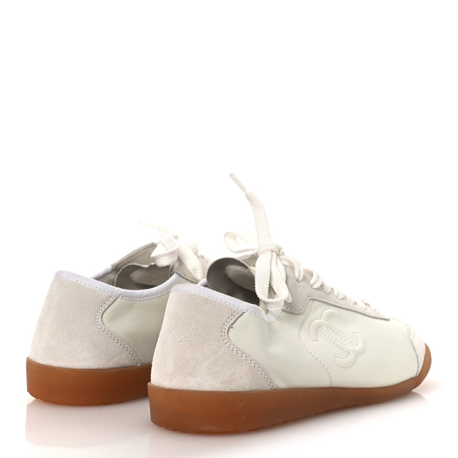 Calfskin Suede Womens CC Sneakers 39 White