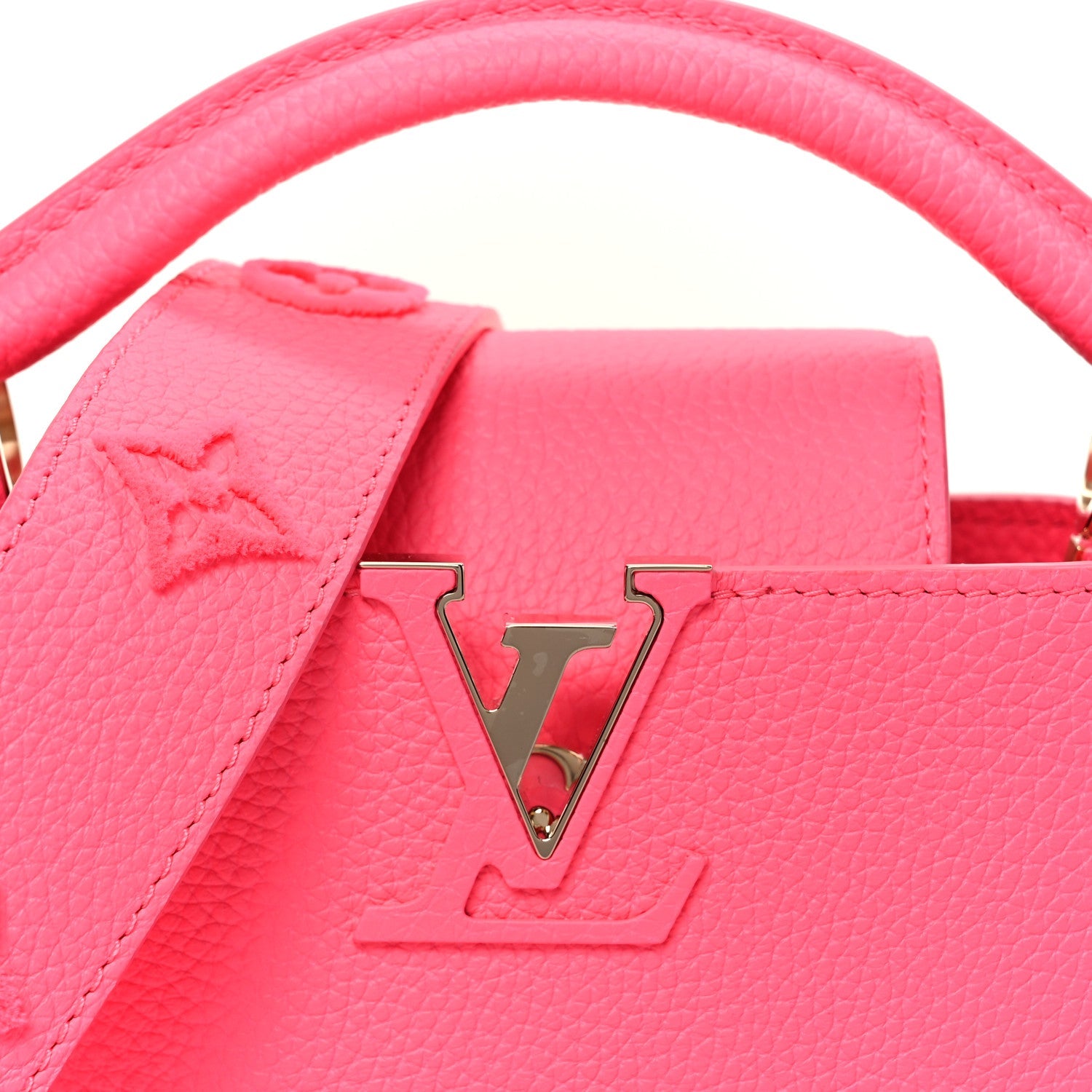 Louis Vuitton Taurillon Monogram Tuffetage Capucines Mini Fluo Pink
