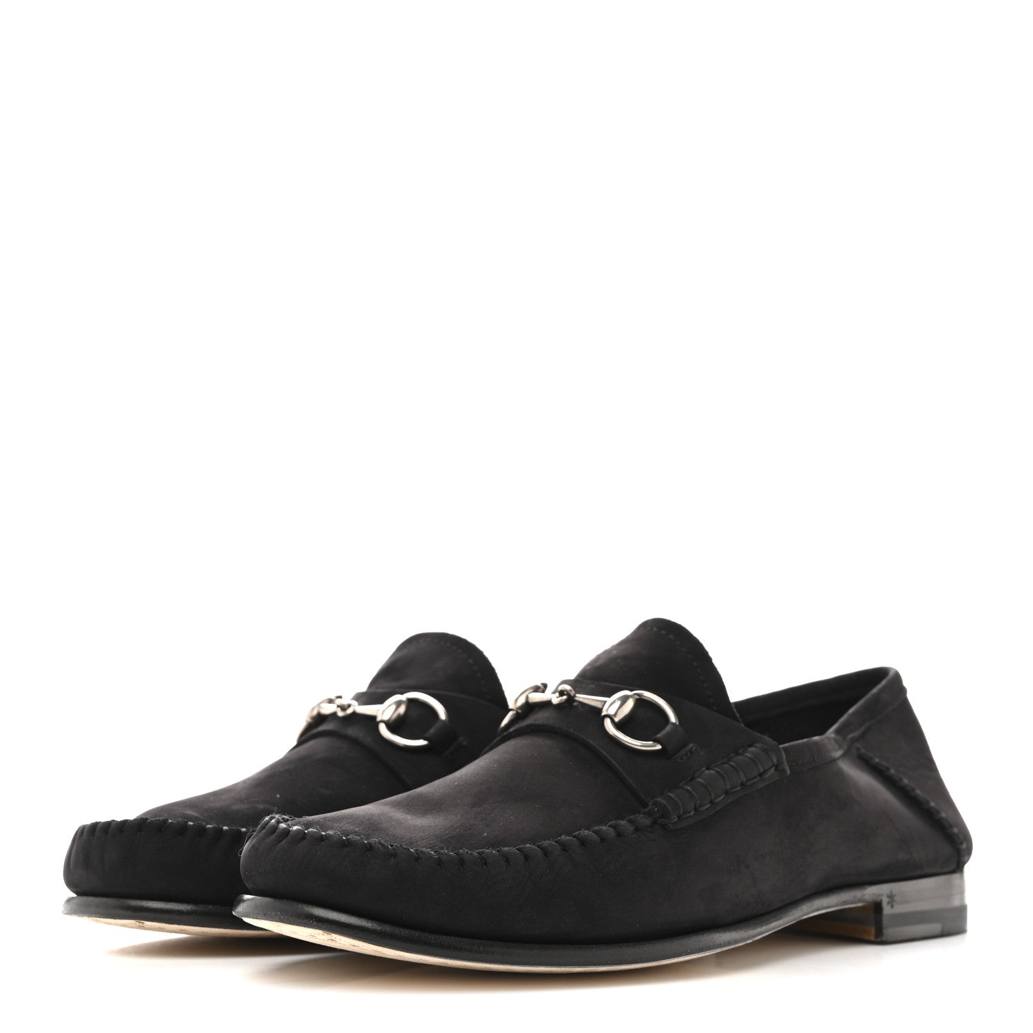 Gucci Suede Calfskin Womens 1953 Horsebit Loafers 37 Black