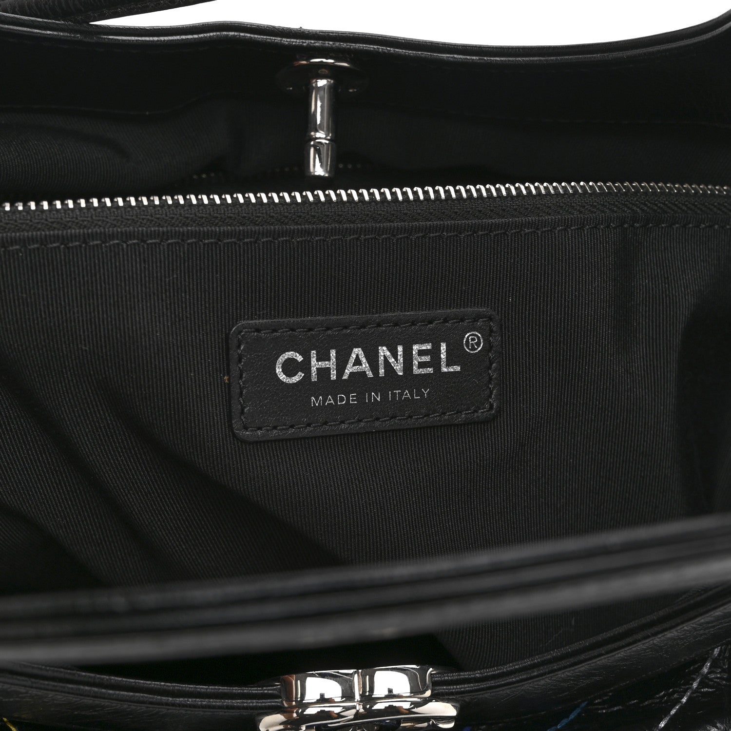 Chanel Glazed Calfskin Chevron Stitched Large 31 Shopping Bag Black Multicolor