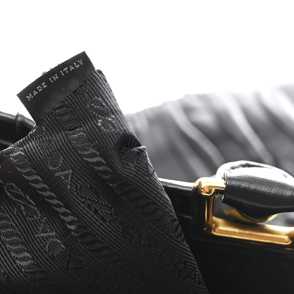Prada Nappa Gaufre Top Handle Satchel Black