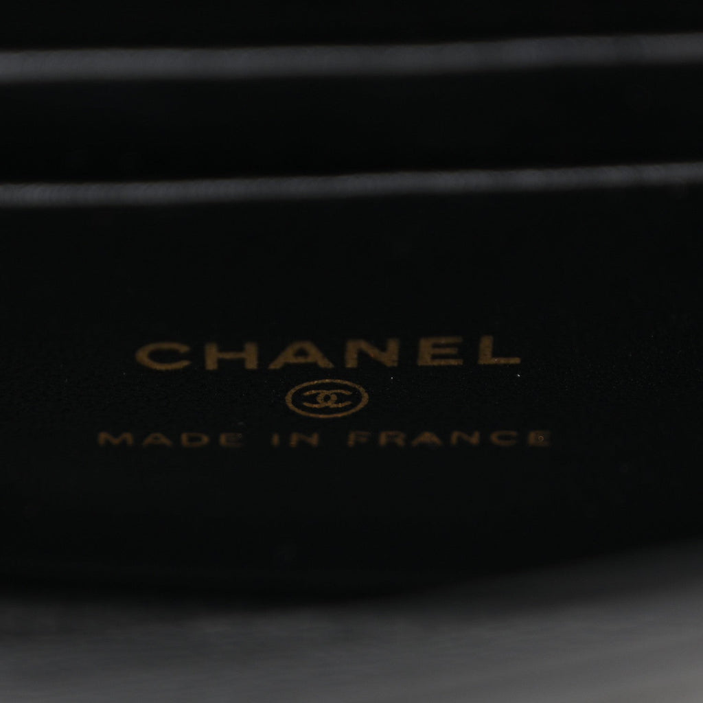 Chanel Lambskin Quilted Top Handle Flap Clutch With Chain Black
