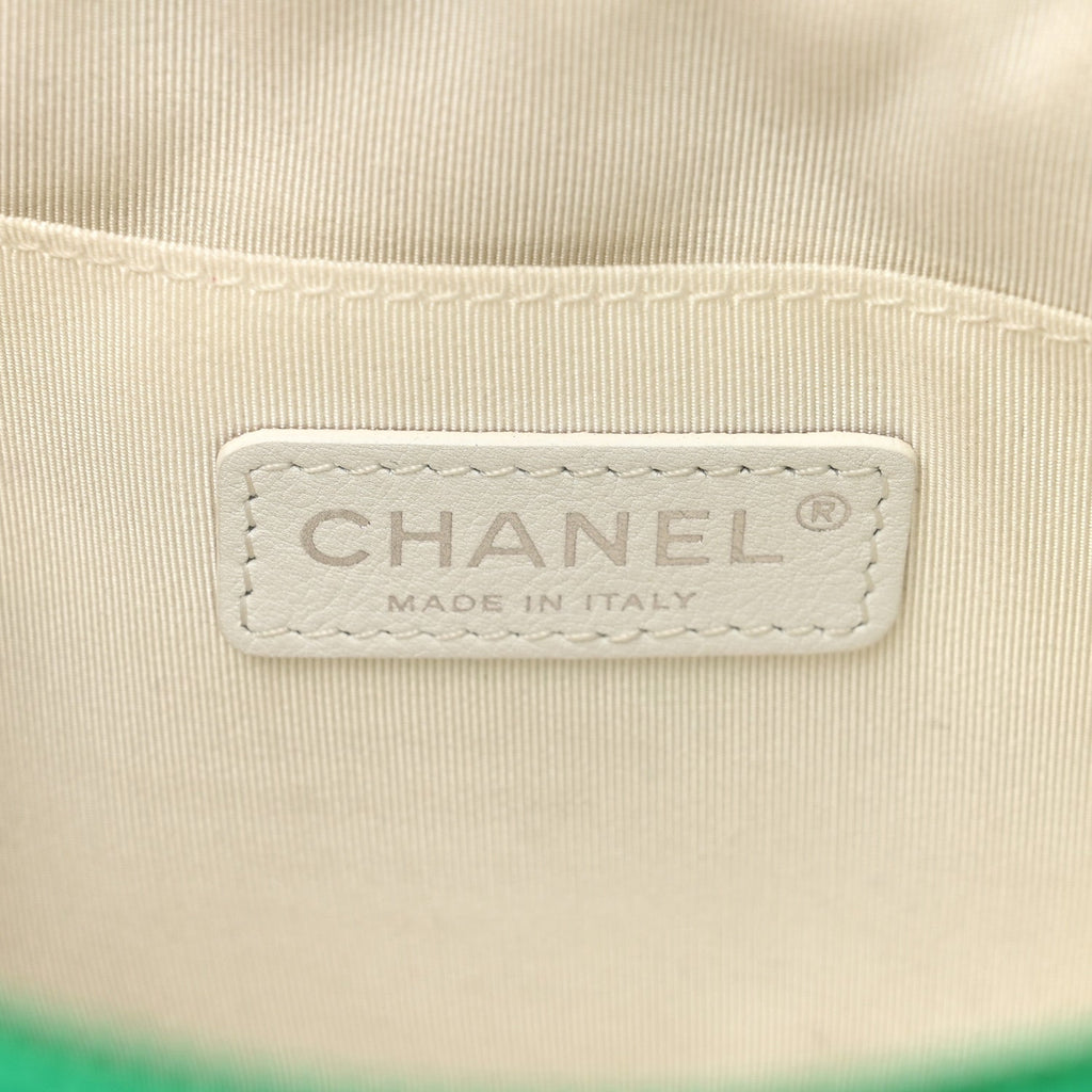 Chanel Mesh Fabric Quilted Camera Bag Green White