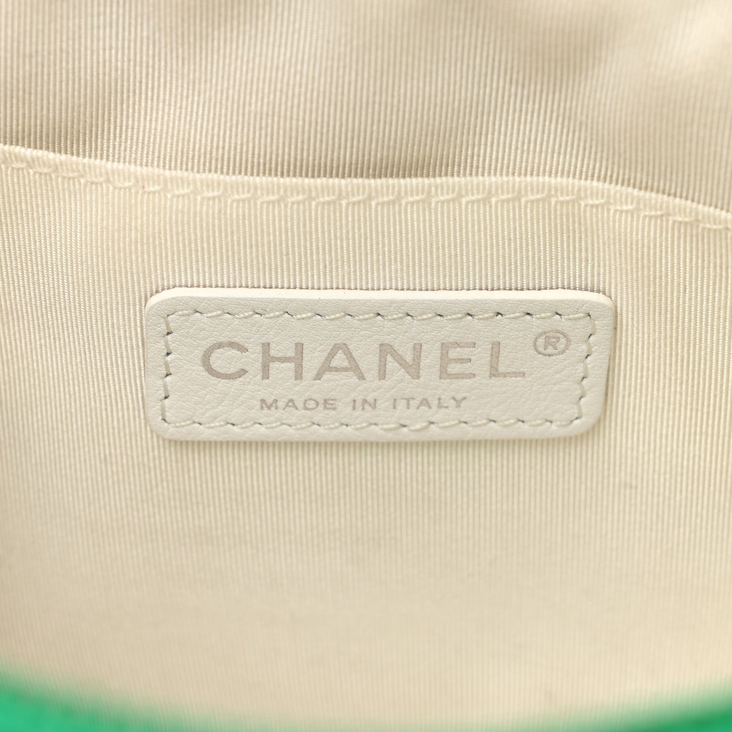 Chanel Mesh Fabric Quilted Camera Bag Green White