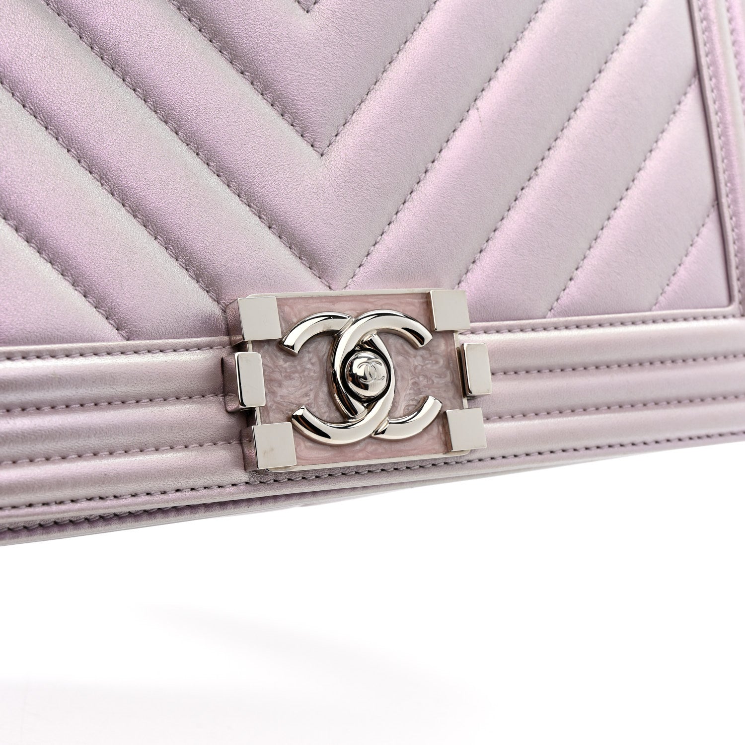Chanel Iridescent Lambskin Chevron Quilted Medium Boy Flap Purple