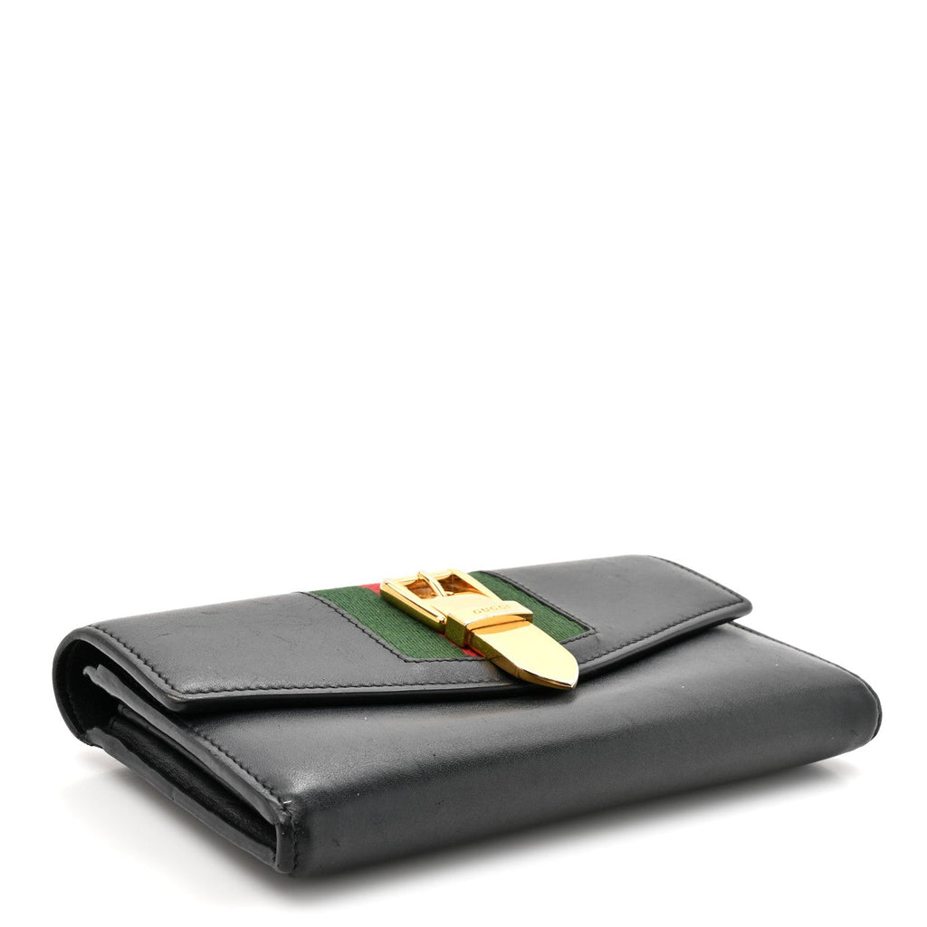 Gucci Calfskin Sylvie Continental Wallet Black