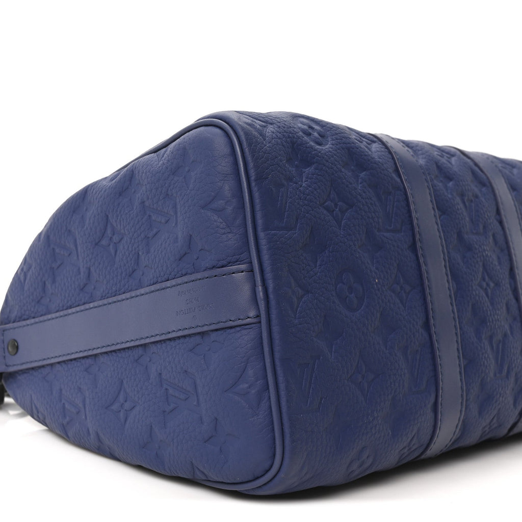 Louis Vuitton Monogram Taurillon Keepall Bandouliere 35 Blue