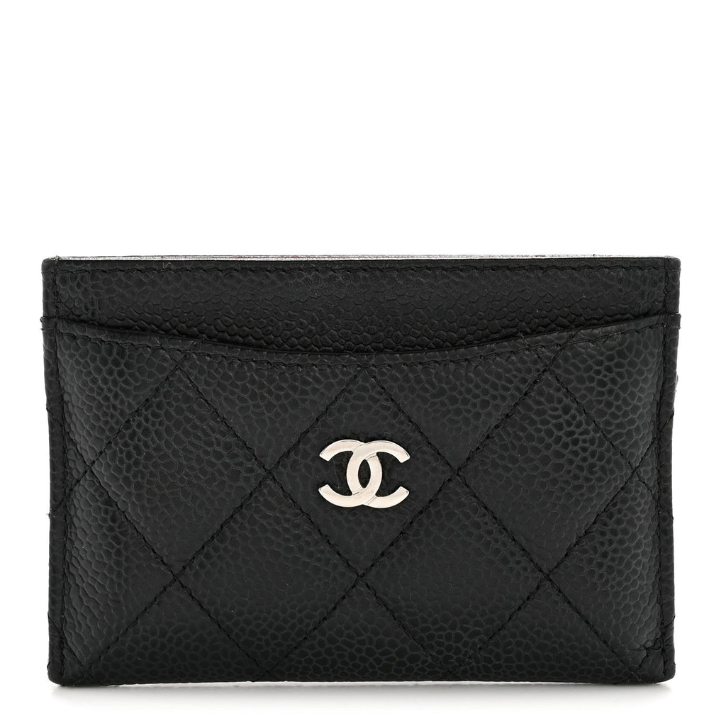 Caviar Quilted Card Holder Black