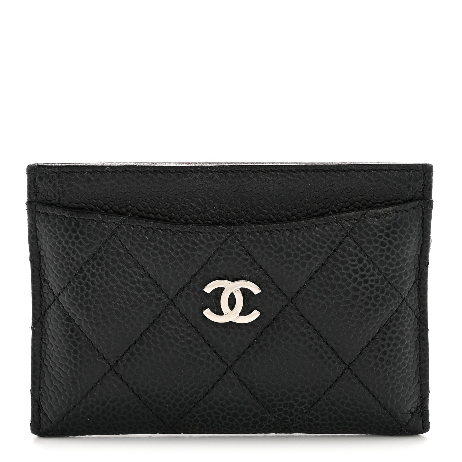 Caviar Quilted Card Holder Black