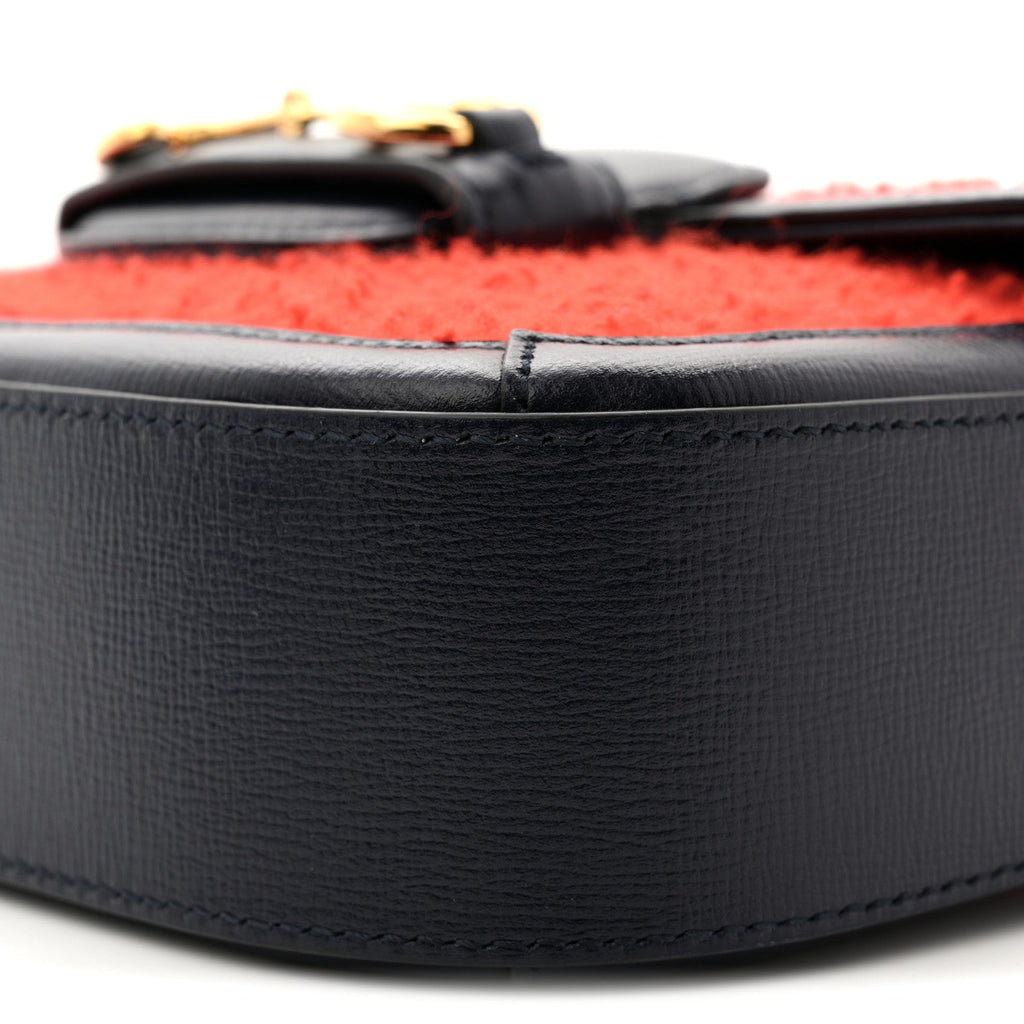 Gucci Casy Wool Azalea Calfskin Mini Horsebit 1955 Shoulder Bag Bitter Sweet Blue