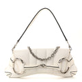 Gucci Nappa Vertical Matelasse Medium Maxi Horsebit Chain Shoulder Bag Mystic White