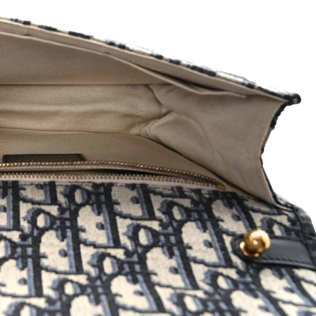 Christian Dior Oblique Small DiorAddict Flap Bag Navy Blue