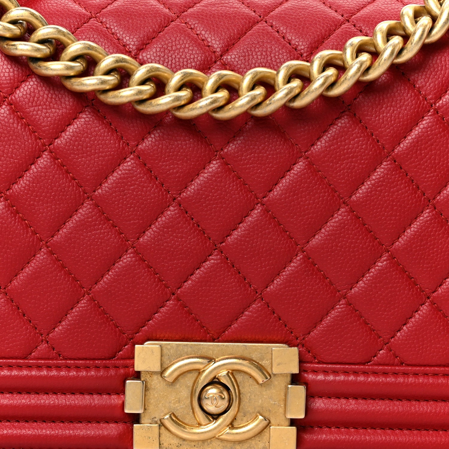 Chanel Caviar Quilted Medium Boy Flap Red