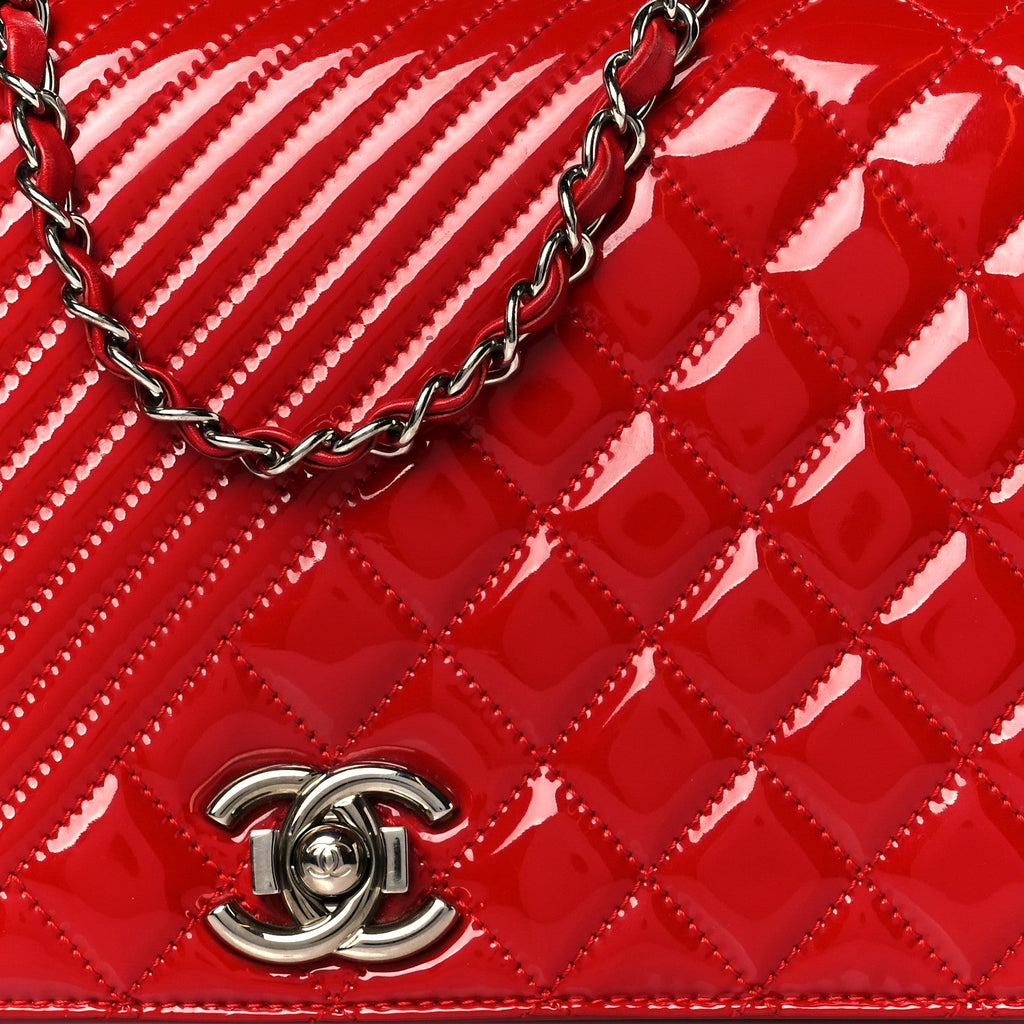 Chanel Patent Quilted Medium Coco Boy Flap Red