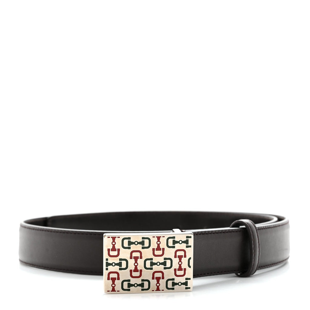 Gucci Calfskin Square Buckle Horsebit Belt 90 36 Brown Multicolor