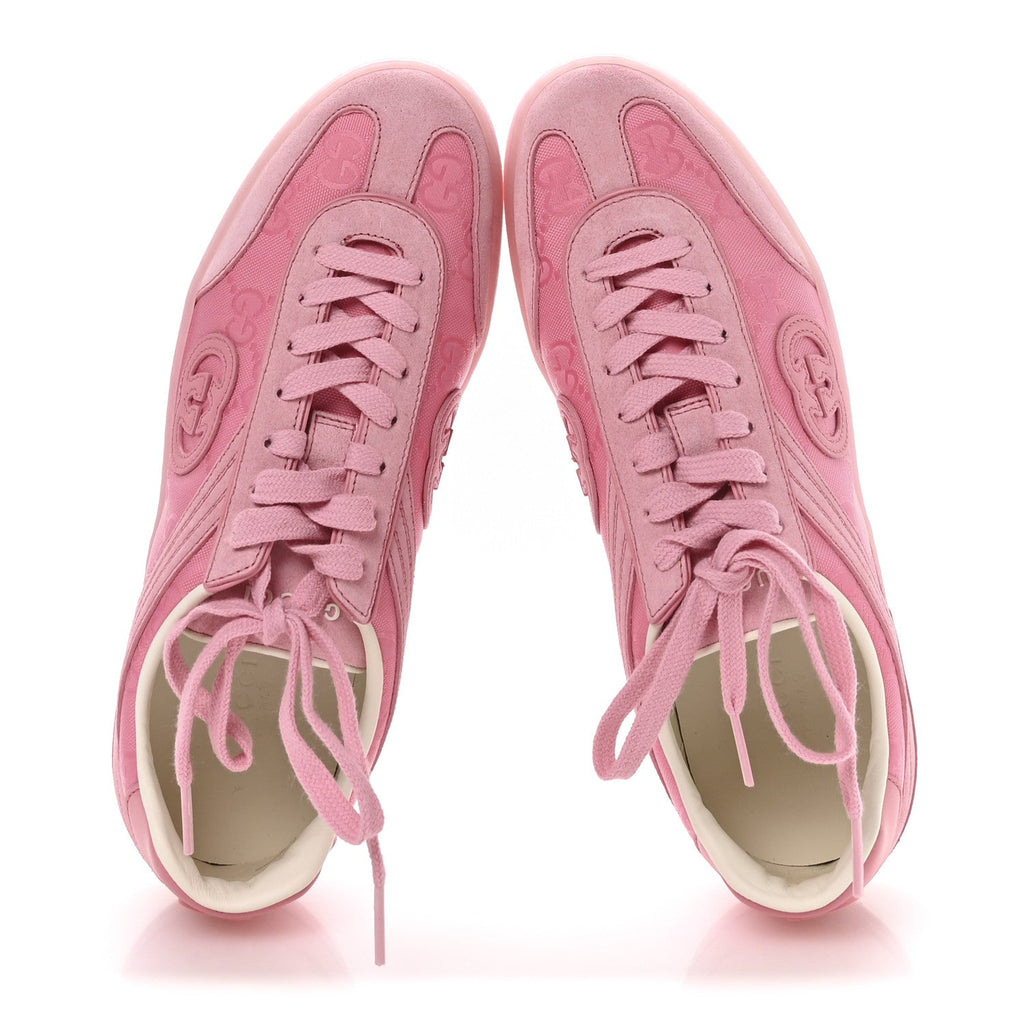 Gucci Suede Sweet GG Monogram Womens G75 Sneakers 39 Butterfly Pink
